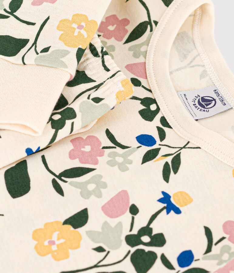 Kinderpyjama aus Baumwolle mit Blumenmuster naturfarben/vielfarbig