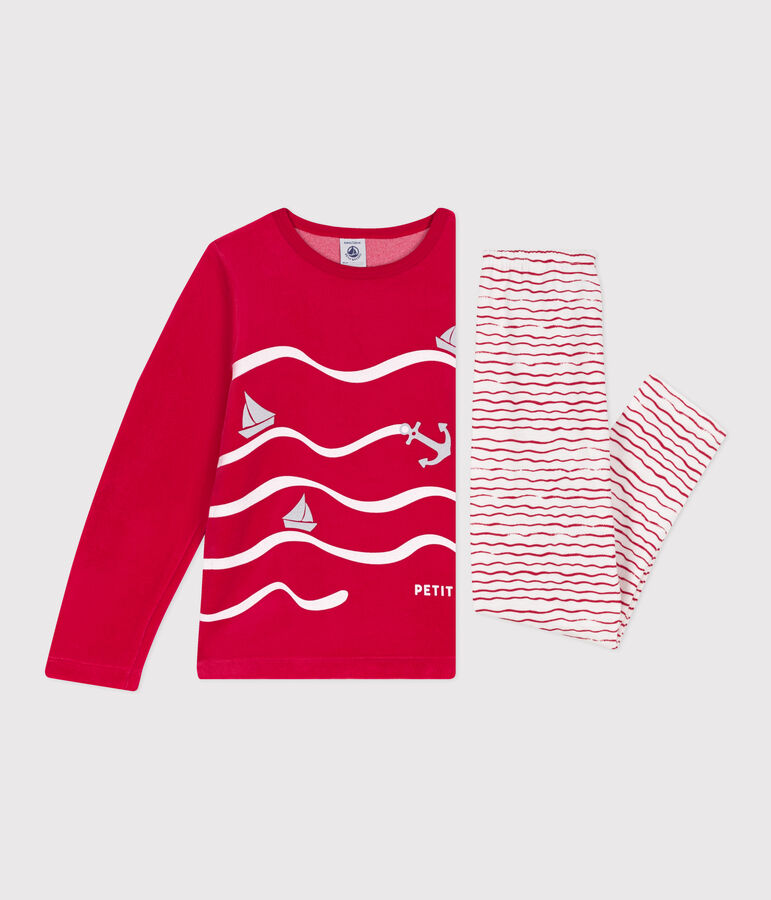 Kinder Pyjama aus Nicki rot/vielfarbig
