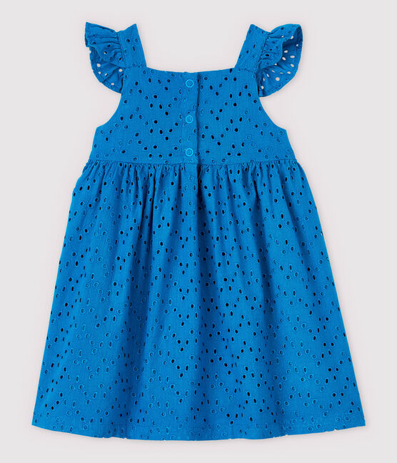 Baby-Trägerkleid mit englischer Stickerei für Mädchen blau MYKONOS