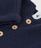 Baby-Cardigan kraus rechts gestrickt aus Baumwolle blau SMOKING