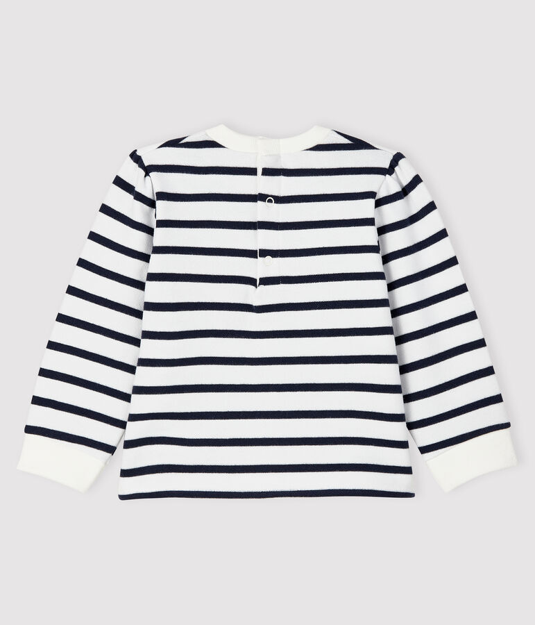 Baby-Sweatshirt f&uuml;r M&auml;dchen weiss MARSHMALLOW/blau SMOKING