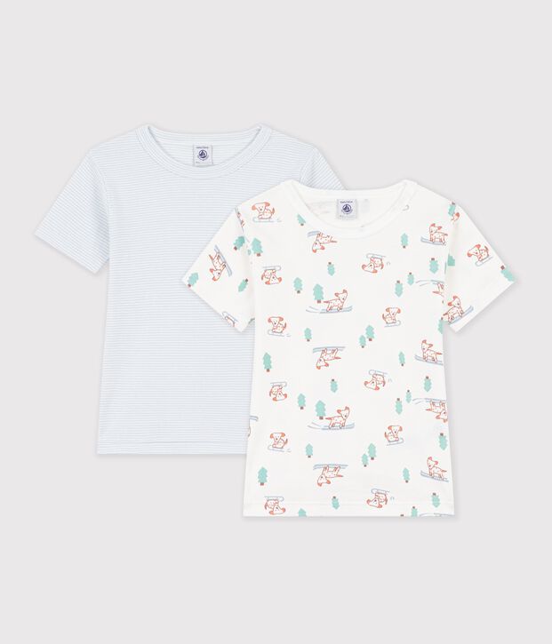 Set kurz&auml;rmelige Kinder-T-Shirts aus Baumwolle mit Hundemotiv vielfarbig