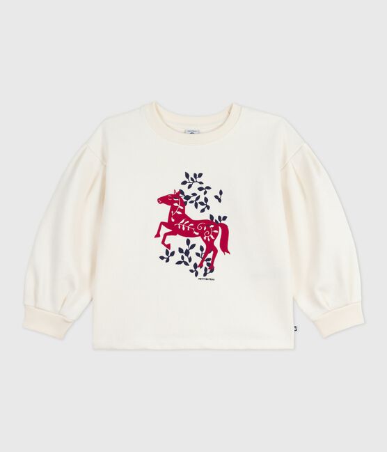 Kinder-Sweatshirt aus gemusterter Baumwolle naturfarben MILK