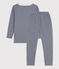 Kinderpyjama mit schlanker Passform aus Baumwolle mit Ringelstreifen blau MEDIEVAL/weiss MARSHMALLOW