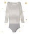 Langarm Body Damen Petit bateau x Marie-Agnès Gillot beige COQUILLE/grau SUBWAY