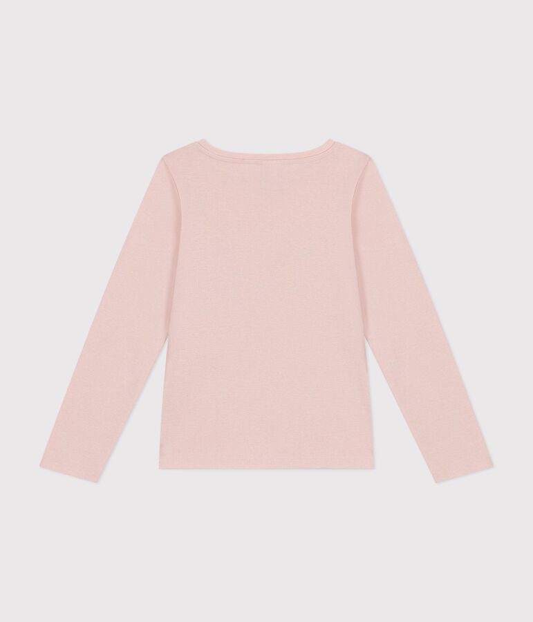 Lang&auml;rmeliges Kinder-T-Shirt aus Rippstrick f&uuml;r M&auml;dchen rosa