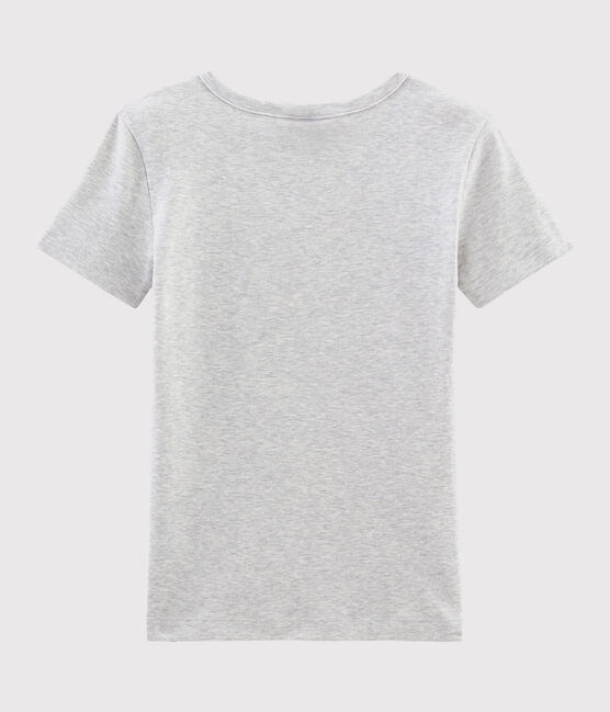 Damen-T-Shirt aus Baumwolle mit Rundhalsausschnitt grau BELUGA CHINE