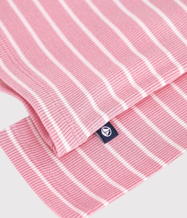 Kinder-Streifenshirt Marini&egrave;re aus Baumwolle rosa/weiss