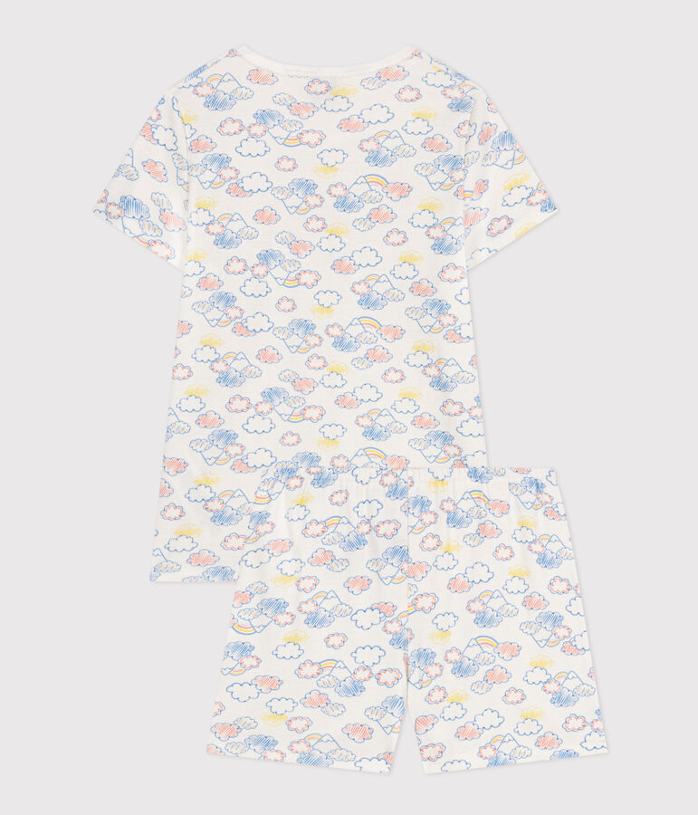 Kurzer Kinderpyjama aus Baumwolle mit Regenbogen-Printmotiv weiss MARSHMALLOW/weiss MULTICO