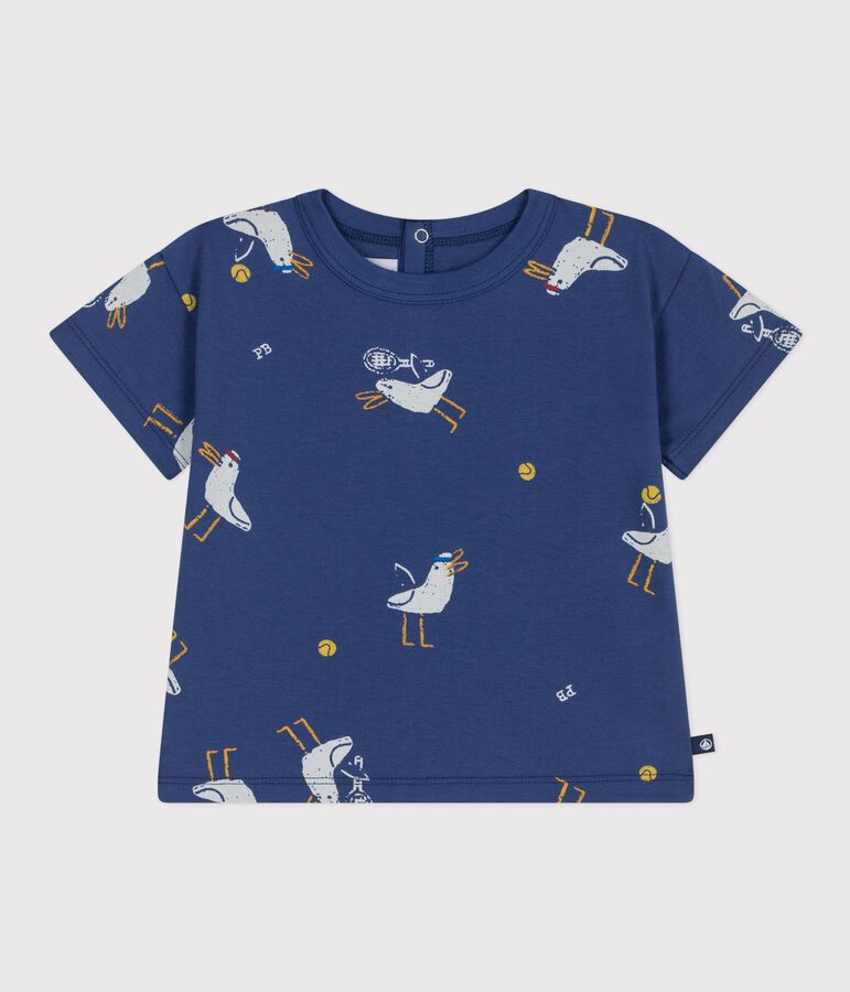 Kurz&auml;rmeliges Baby-T-Shirt aus Baumwolle mit M&ouml;wenmotiv CREPUSCULE/ MULTICO