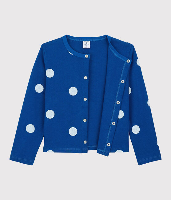 Kinder-Cardigan aus Baumwolle und Leinen für Mädchen blau SURF/weiss MARSHMALLOW
