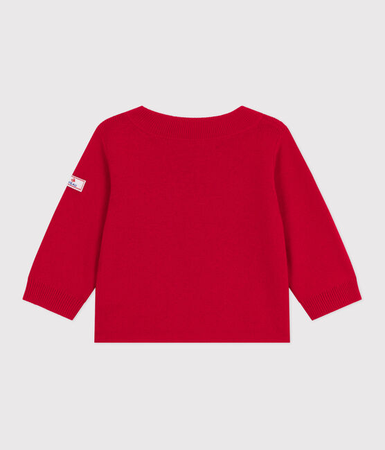 Baby-Pullover im Marine-Look aus einfarbiger Wollle und Baumwolle rot POMPEI