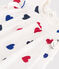 Kurzärmeliges Baby-Kleid aus Baumwolle mit integriertem Body und dreifarbigem Herzmotiv weiss MARSHMALLOW/weiss MULTICO