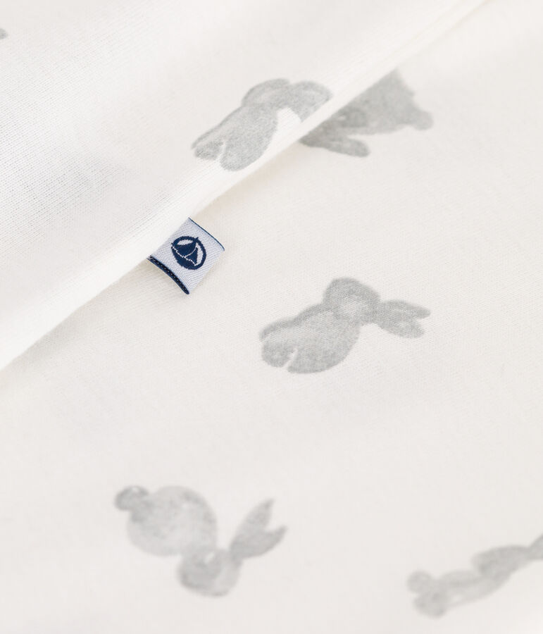 Strampler ohne F&uuml;&szlig;chen aus Baumwolle mit Hasen-Motiv weiss/grau