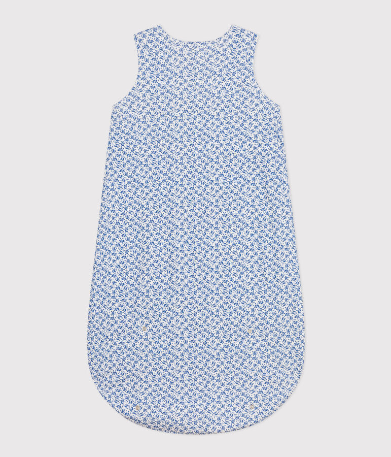 Gebl&uuml;mter Babyschlafsack aus Baumwolle, TOG-Wert 2 weiss/blau