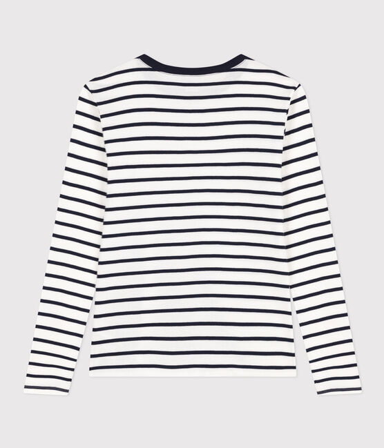 T-Shirt L’ICONIQUE aus Baumwolle mit rundem Ausschnitt für Damen weiss MARSHMALLOW/blau SMOKING