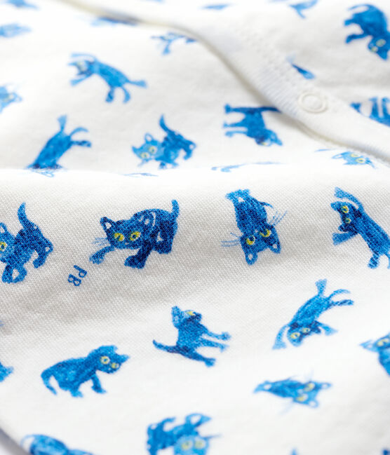 Baby-Strampler aus Doppeljersey mit Kätzchen-Motiv weiss MARSHMALLOW/weiss MULTICO