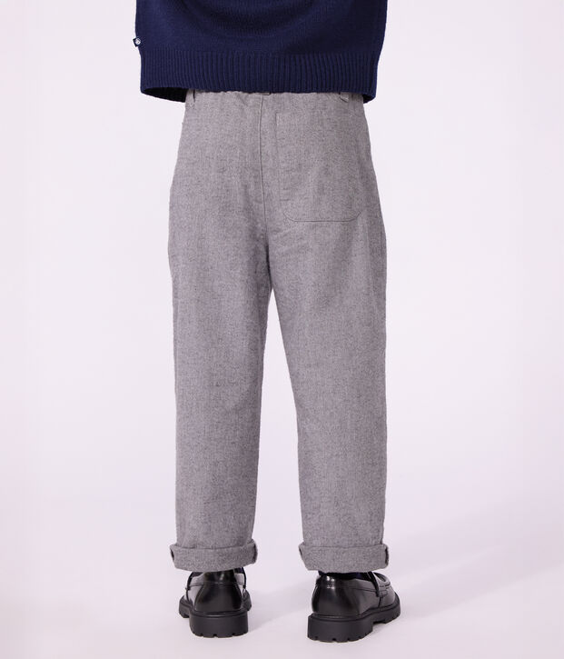 Kinder-Bundfaltenhose aus Baumwollflanell grau
