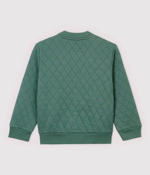 Kinder-Cardigan im Teddy-Stil aus gedoppeltem Jersey f&uuml;r Jungen gr&uuml;n