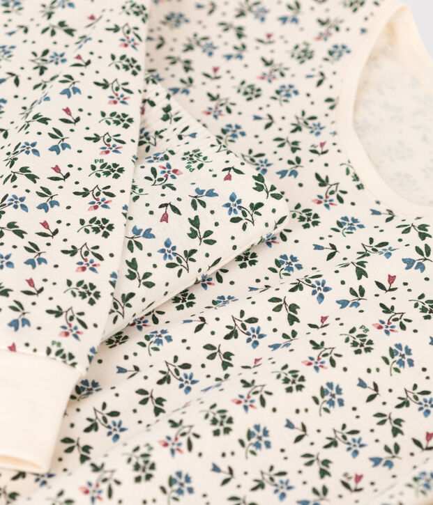Pyjama aus Baumwolle f&uuml;r Damen naturfarben/blau/vielfarbig