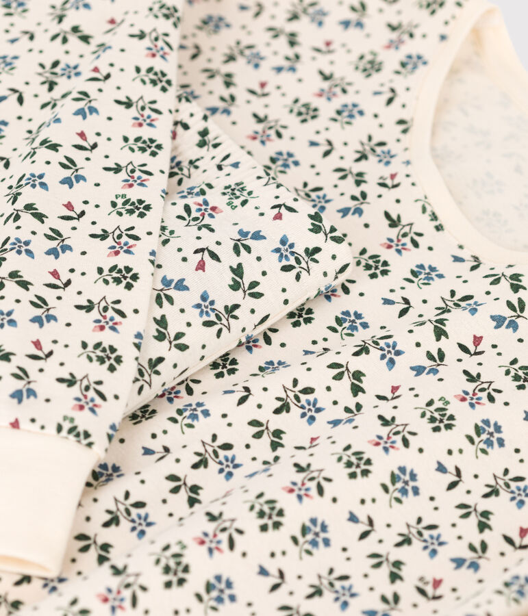 Pyjama aus Baumwolle f&uuml;r Damen naturfarben/blau/vielfarbig