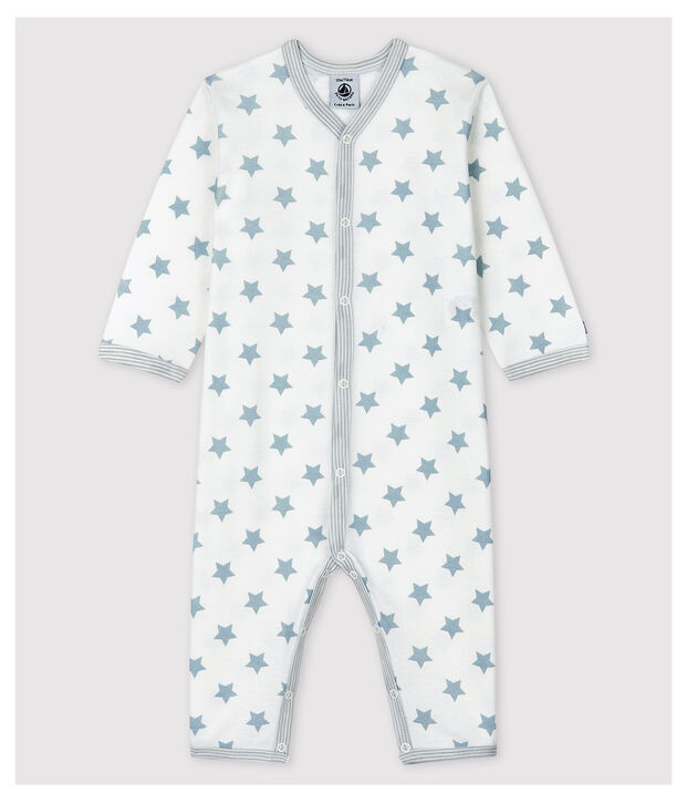 Fu&szlig;loser Baby-Strampler aus Baumwolle mit Sternen-Motiv in Grau weiss/grau