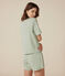 Damen-Pyjama bestehend aus kurzer Hose und T-Shirt aus einfarbiger Baumwolle. grün HERBIER