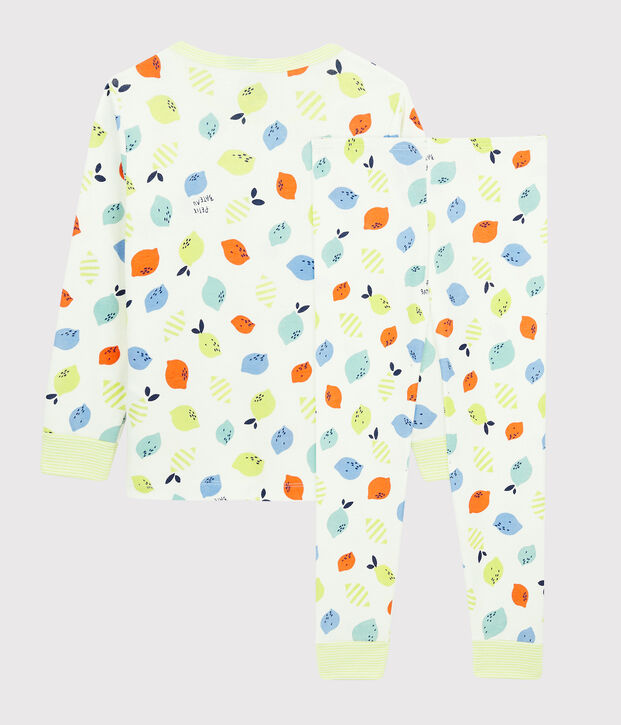 Kinderpyjama aus Bio-Baumwolle mit Zitronenmotiv weiss/vielfarbig