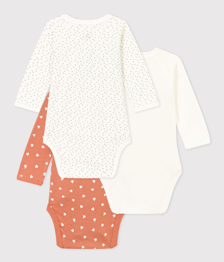 3er-Set lang&auml;rmelige Wickelbodys aus Baumwolle vielfarbig