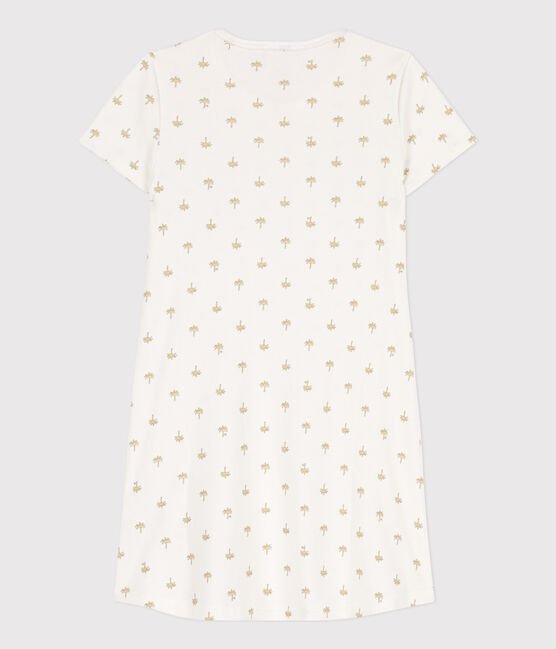 Nachthemd aus Baumwolle für Mädchen mit Palmenmotiv weiss MARSHMALLOW/weiss MULTICO