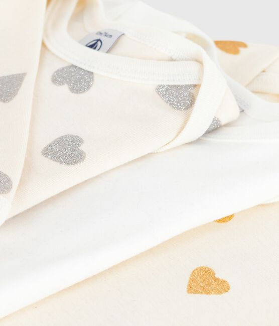 Set langärmeliger Baby-Bodys aus Baumwolle mit Pailletten-Herzen variante 1