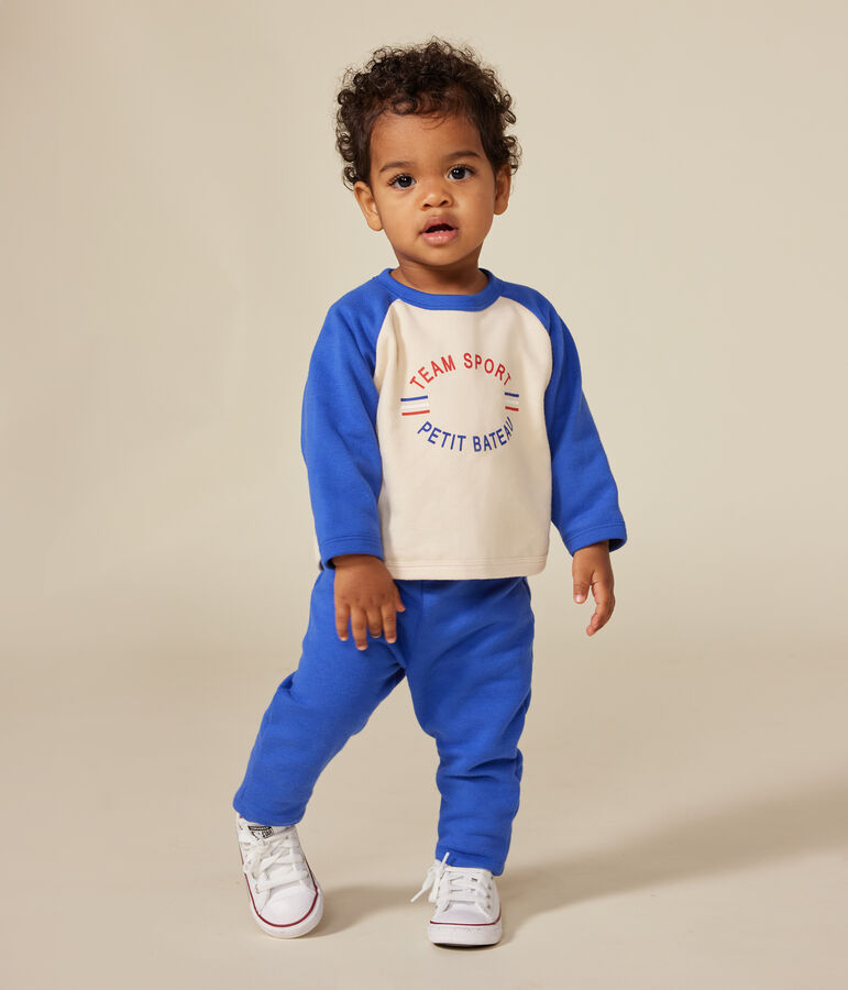 Baby-Sweatshirt aus Molton naturfarben/blau