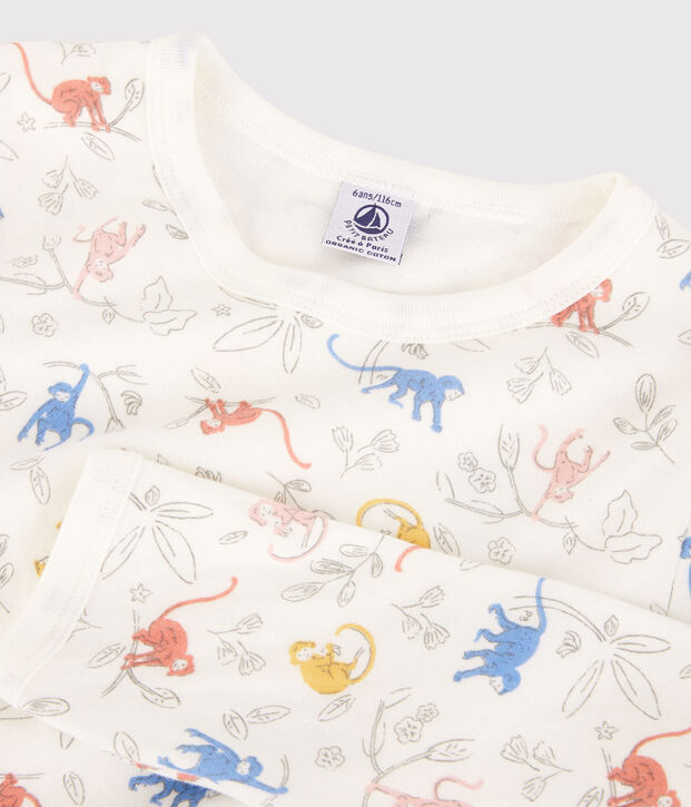 Kinderpyjama aus Bio-Baumwolle weiss/vielfarbig
