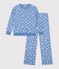 Damen-Pyjama aus Baumwolle mit Herzmotiv blau/weiss
