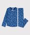 Rippstrick-Pyjama mit Schneeflocken-Print für kleine Mädchen. blau MAJOR/weiss ECUME