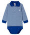 Baby-Polo-Body für Jungen, mit Milleraies-Streifenmuster. blau LIMOGES/weiss MARSHMALLOW