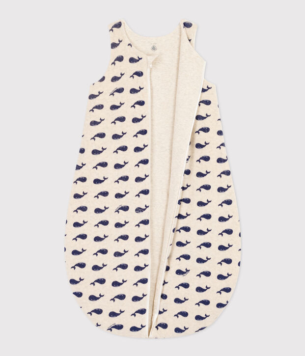 Baby-Schlafsack aus Nicki mit Walen TOG 3 beige/blau