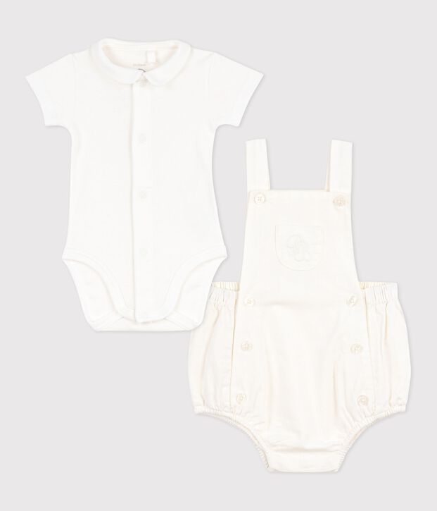 2-teiliges Baby-Set aus Baumwolle/Leinen mit Stickereien vielfarbig
