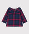 Langärmelige Baby-Bluse aus Flanell blau SMOKING/weiss MULTICO