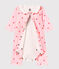 Gemusterter baby-bodyjama ohne füsse mädchen 1x1-gerippt rosa VIENNE/weiss MULTICO
