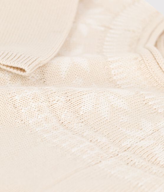 Kinderpullover aus Wolle und Baumwolle für Mädchen beige JERRYCAN MOULINE/ MARSHMALLOW