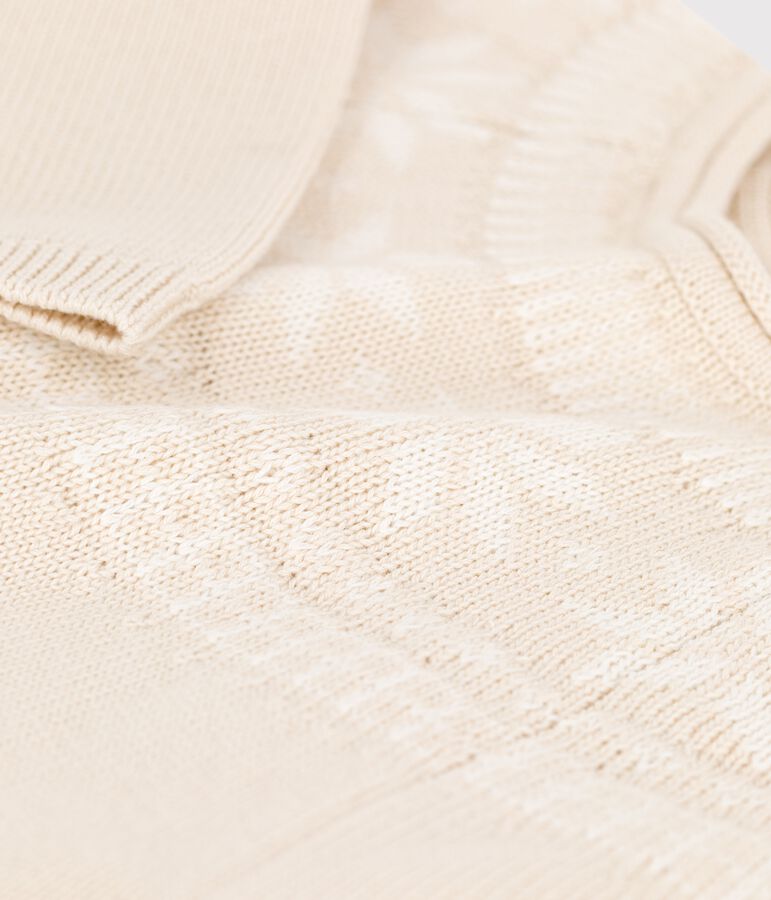 Kinderpullover aus Wolle und Baumwolle f&uuml;r M&auml;dchen beige JERRYCAN MOULINE/ MARSHMALLOW