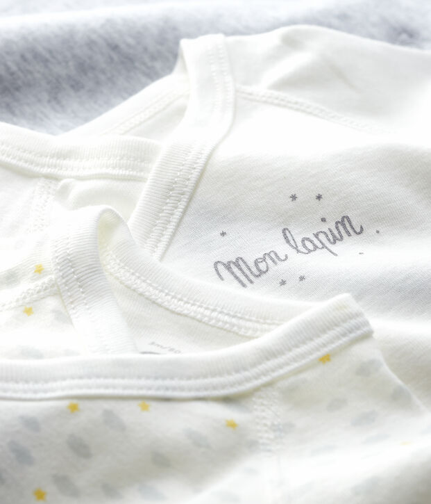 Set mit 3 lang&auml;rmeligen Baby-Bodys aus Bio-Baumwolle im Kimono-Schnitt vielfarbig