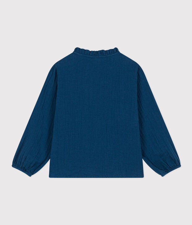 Kinder-Bluse aus Musselin-Stoff f&uuml;r M&auml;dchen blau