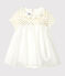 Baby-Bodykleid aus Baumwollleinen für Mädchen weiss MARSHMALLOW/gelb OR