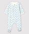 Gemusterter Baby-Bodyjama mit Boot-Motiv, aus Doppeljersey aus Bio-Baumwolle weiss MARSHMALLOW/blau COOL