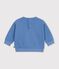 Baby-Sweatshirt aus einfarbiger Baumwolle mit Stickerei blau