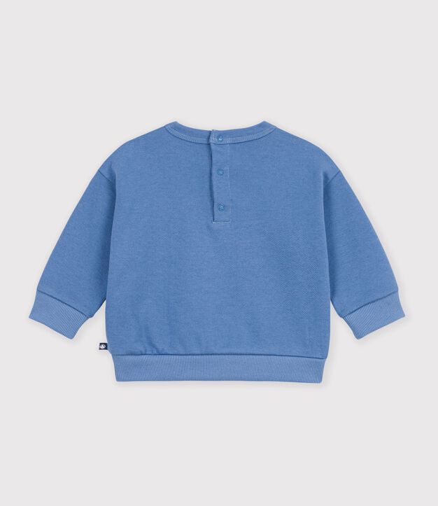 Baby-Sweatshirt aus einfarbiger Baumwolle mit Stickerei blau