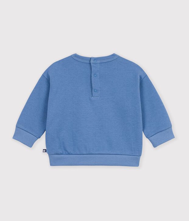 Baby-Sweatshirt aus einfarbiger Baumwolle mit Stickerei blau