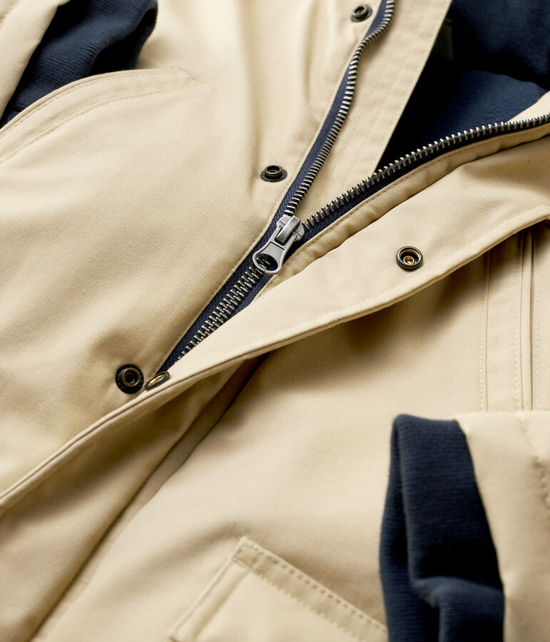 Kinder-Parka aus beschichteter Baumwolle f&uuml;r Jungen beige